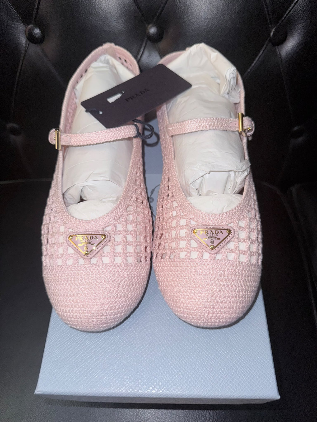 Prada ballerine rosa in crochet
