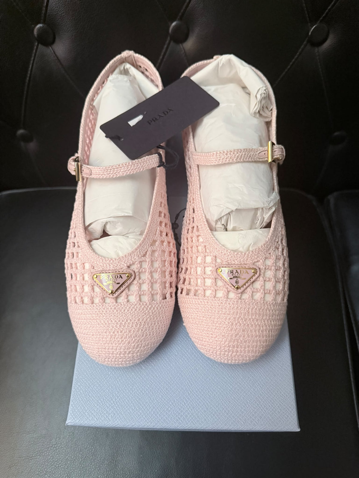 Prada ballerine rosa in crochet