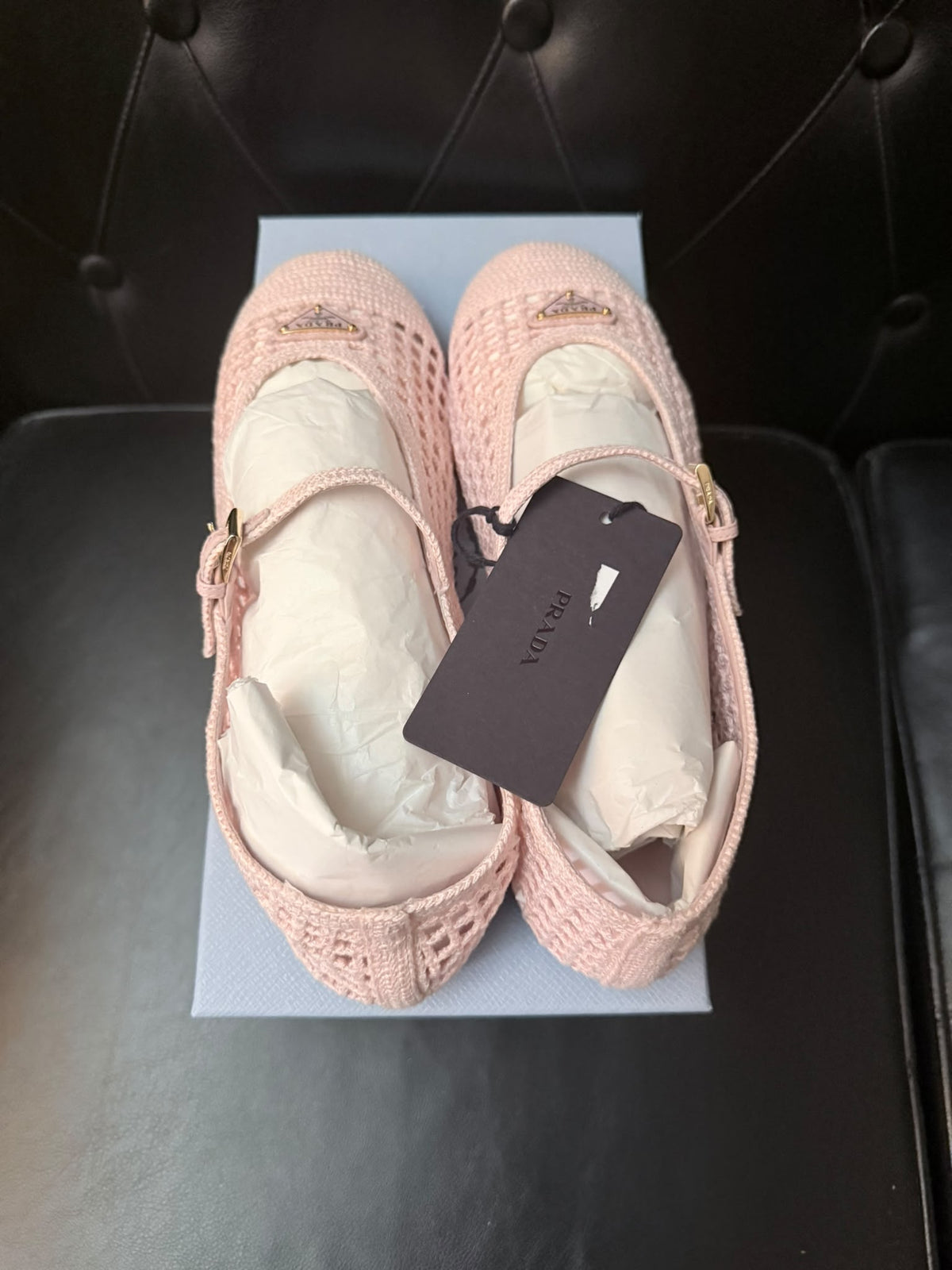 Prada ballerine rosa in crochet