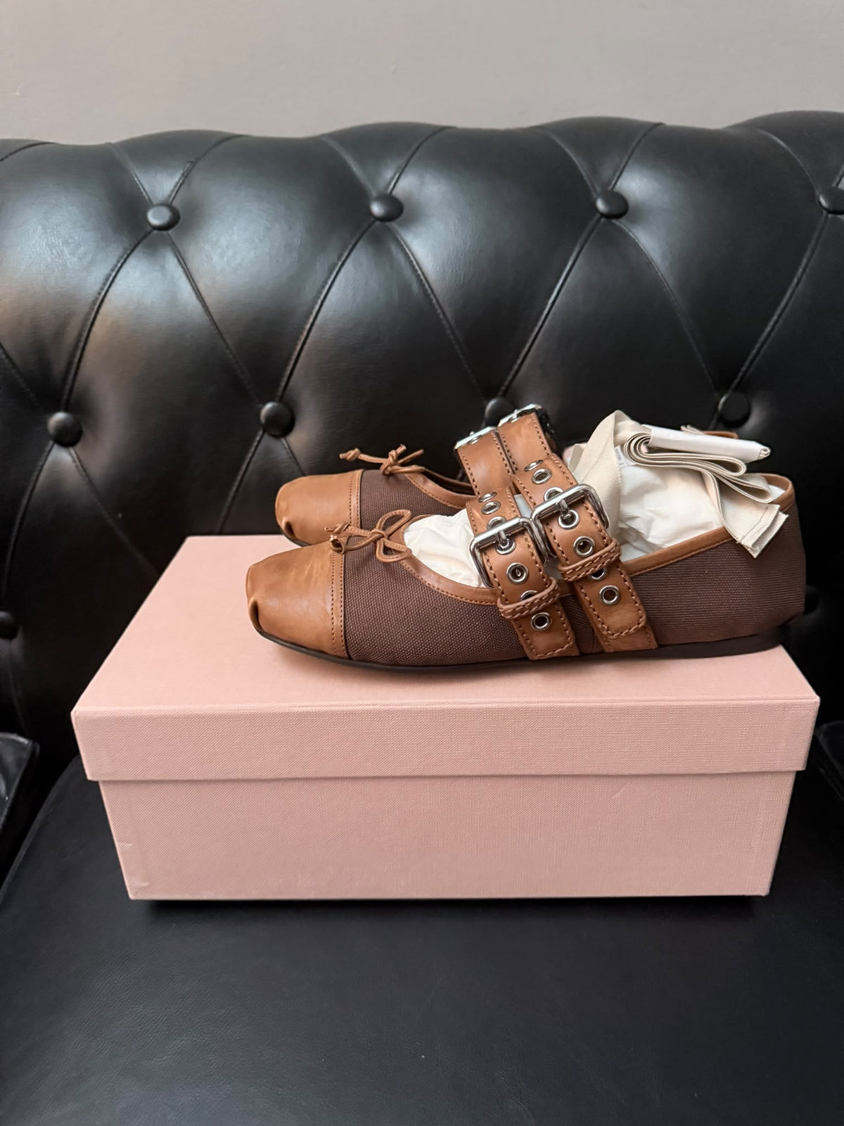 Miu miu ballerine marrone e cuoio