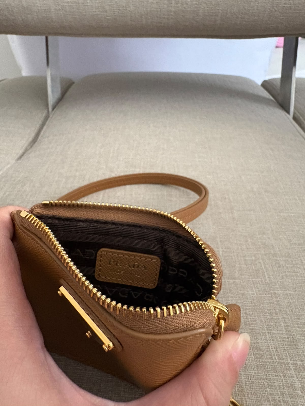 Prada portacarte in pelle Saffiano - marrone