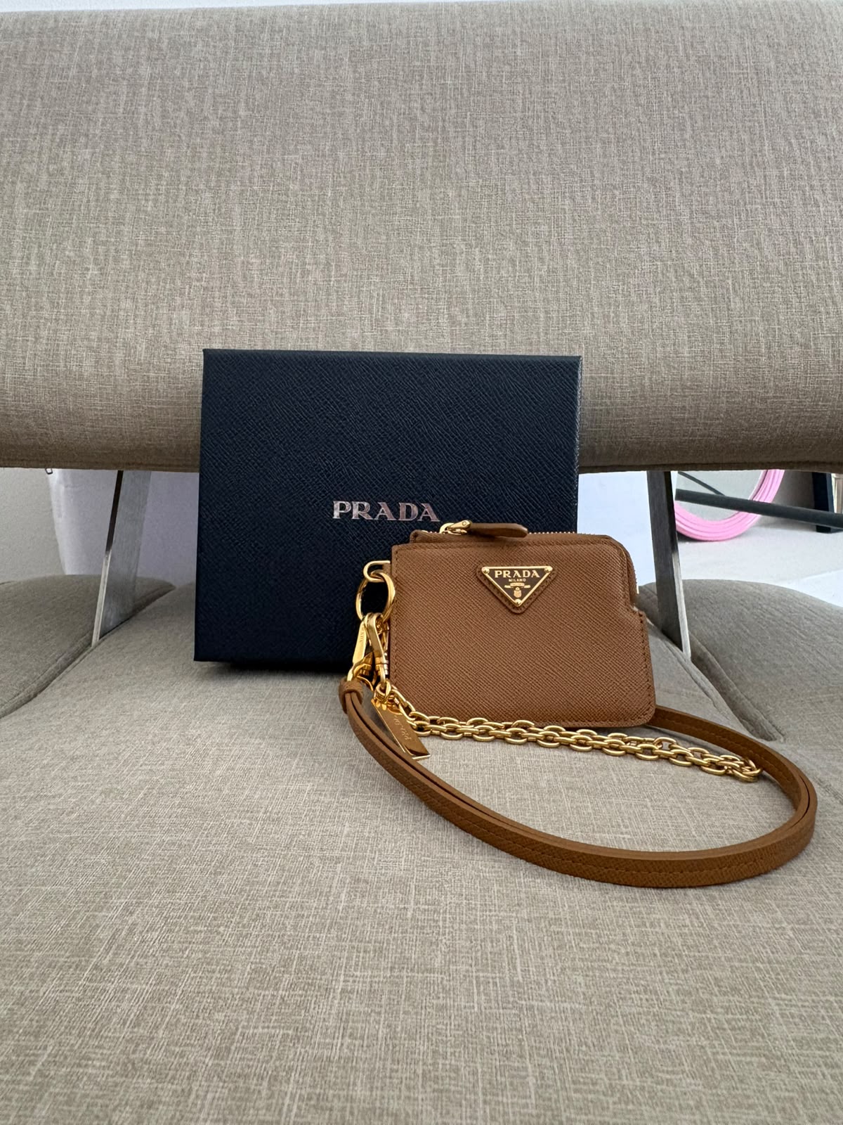 Prada portacarte in pelle Saffiano - marrone