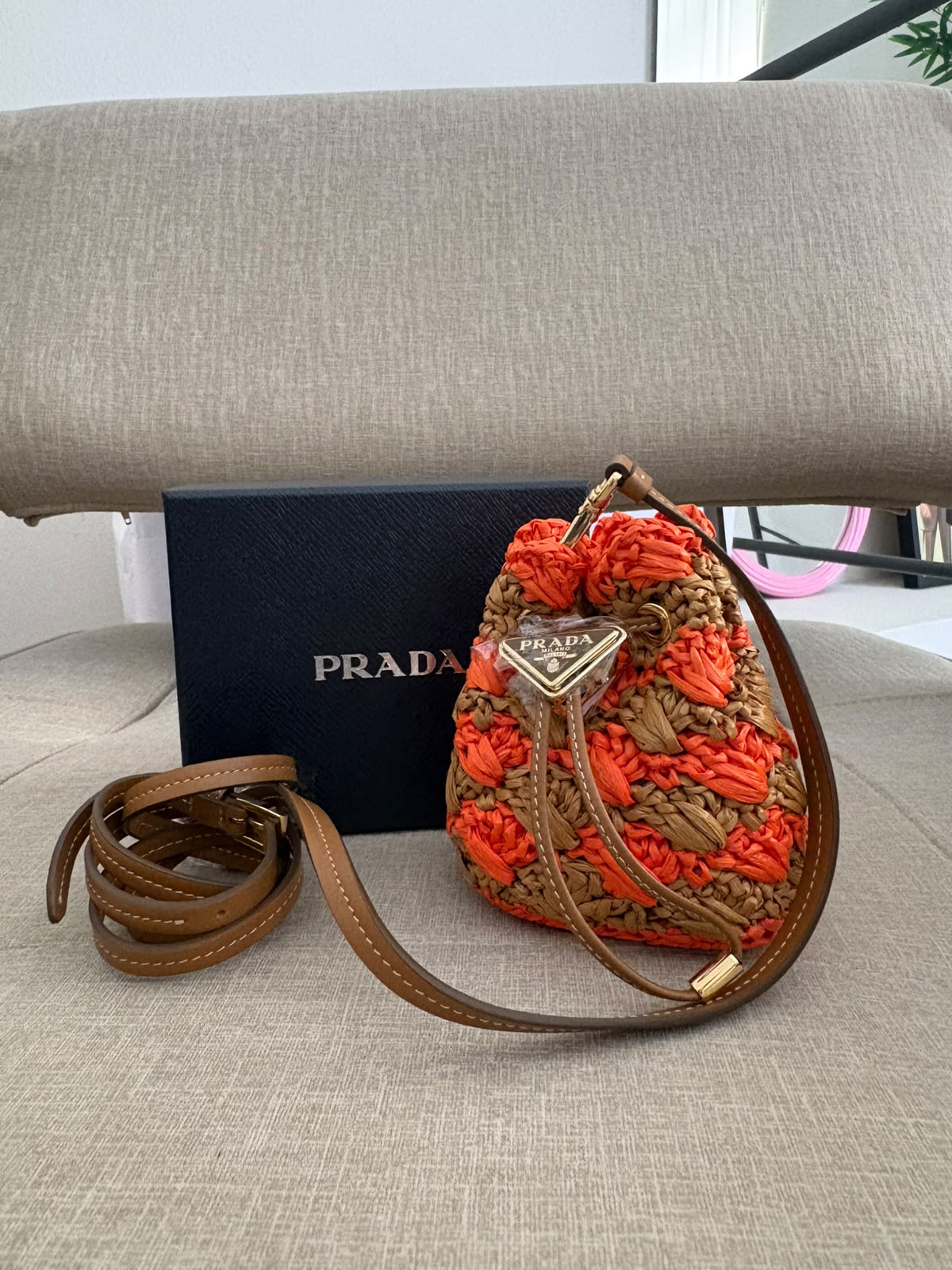 Prada mini pouch- arancione e caramello