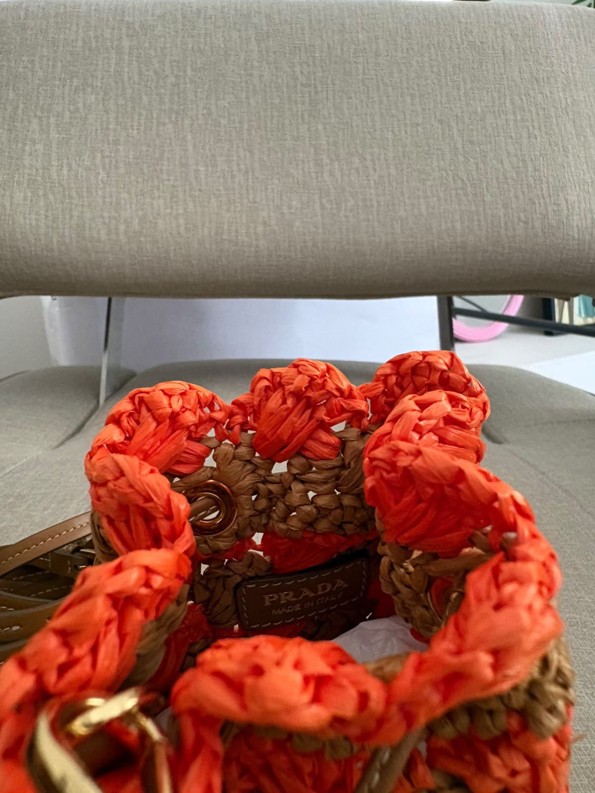 Prada mini pouch- arancione e caramello