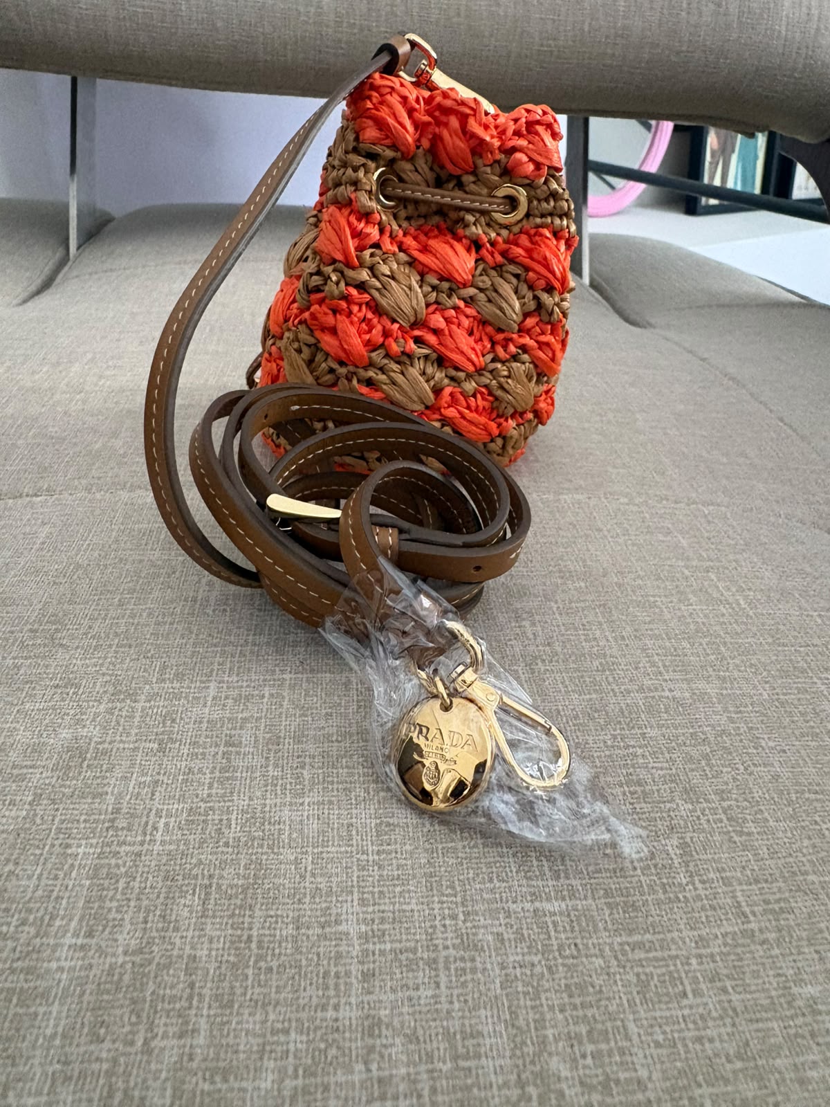 Prada mini pouch- arancione e caramello
