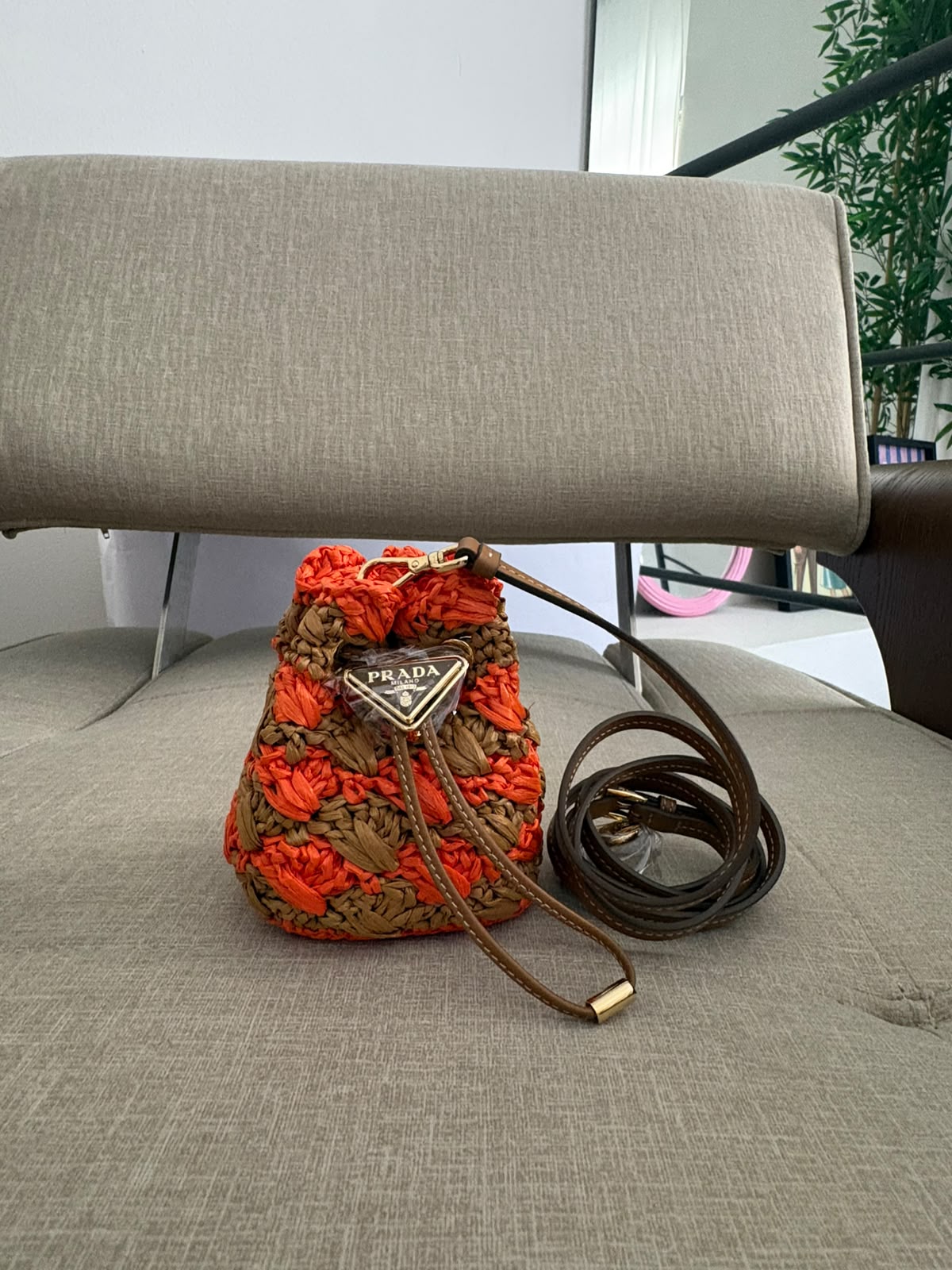 Prada mini pouch- arancione e caramello