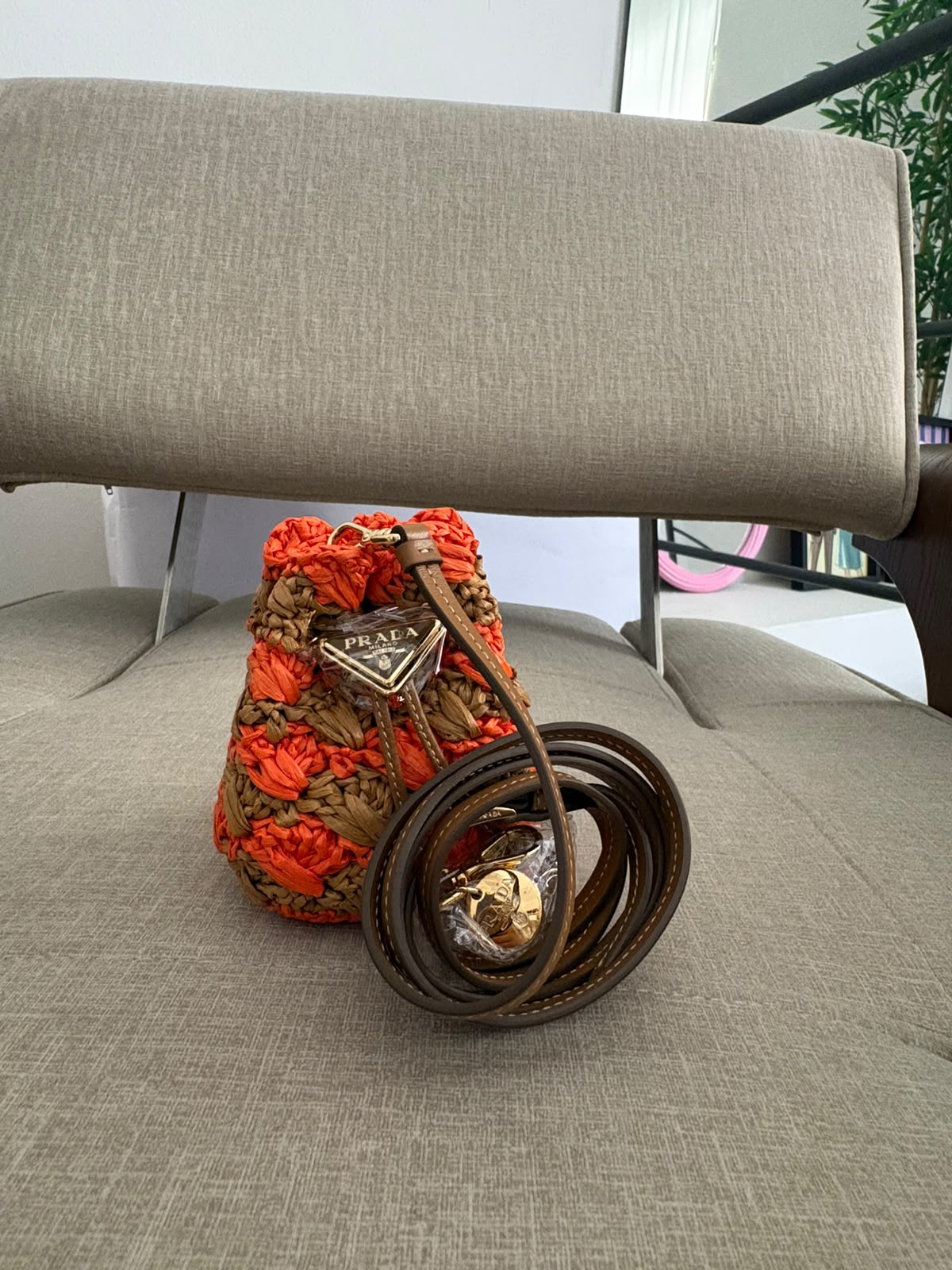 Prada mini pouch- arancione e caramello