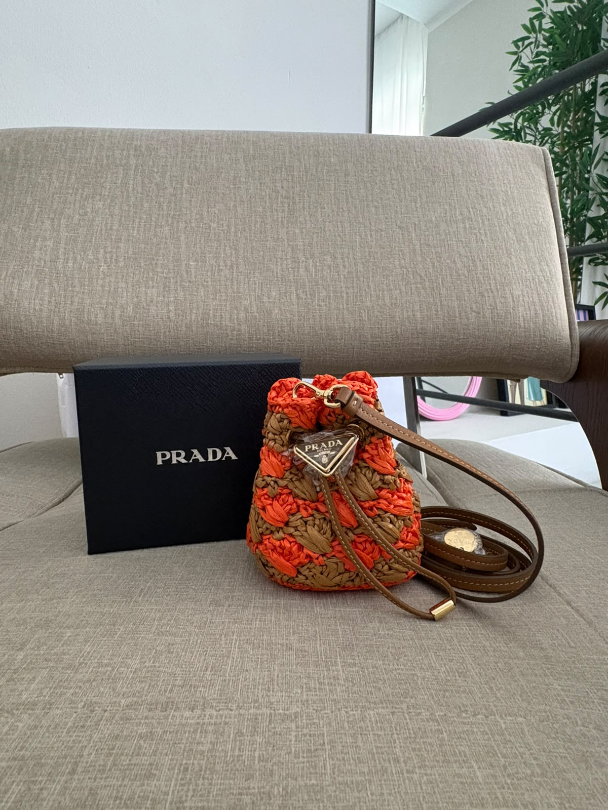 Prada mini pouch- arancione e caramello