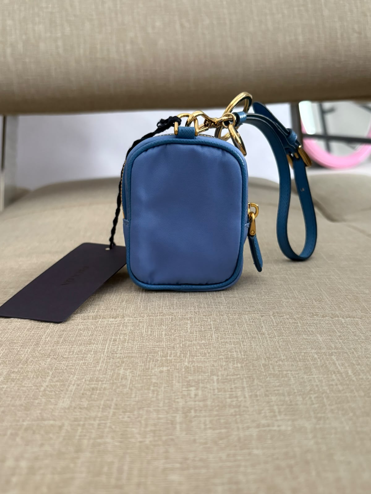 Prada portachiavi celeste