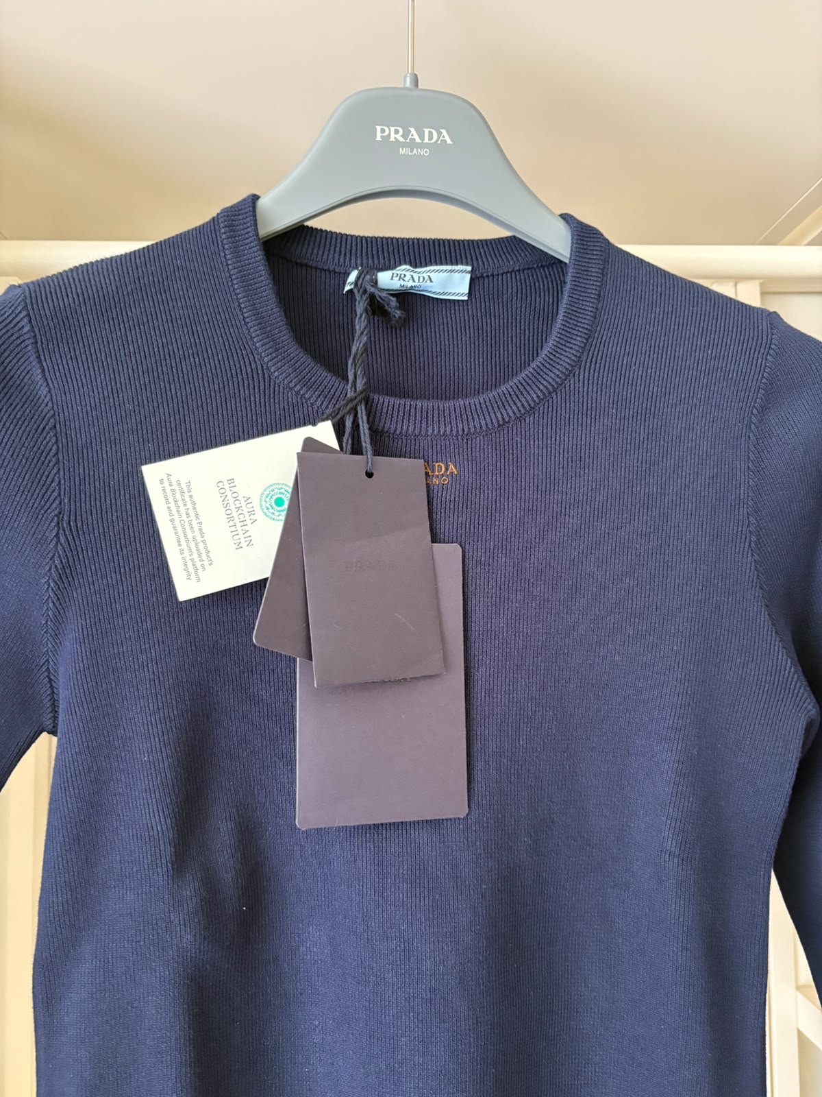Prada Pullover in maglia a coste Blu Navy