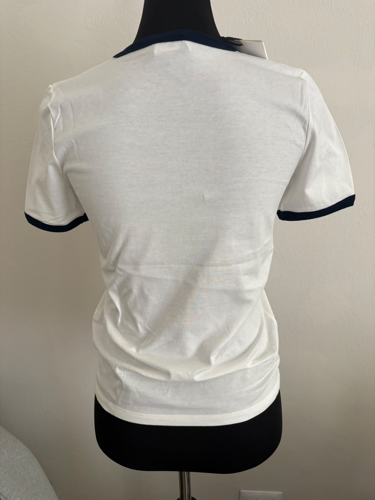 Celine T-shirt bianco e blu navy