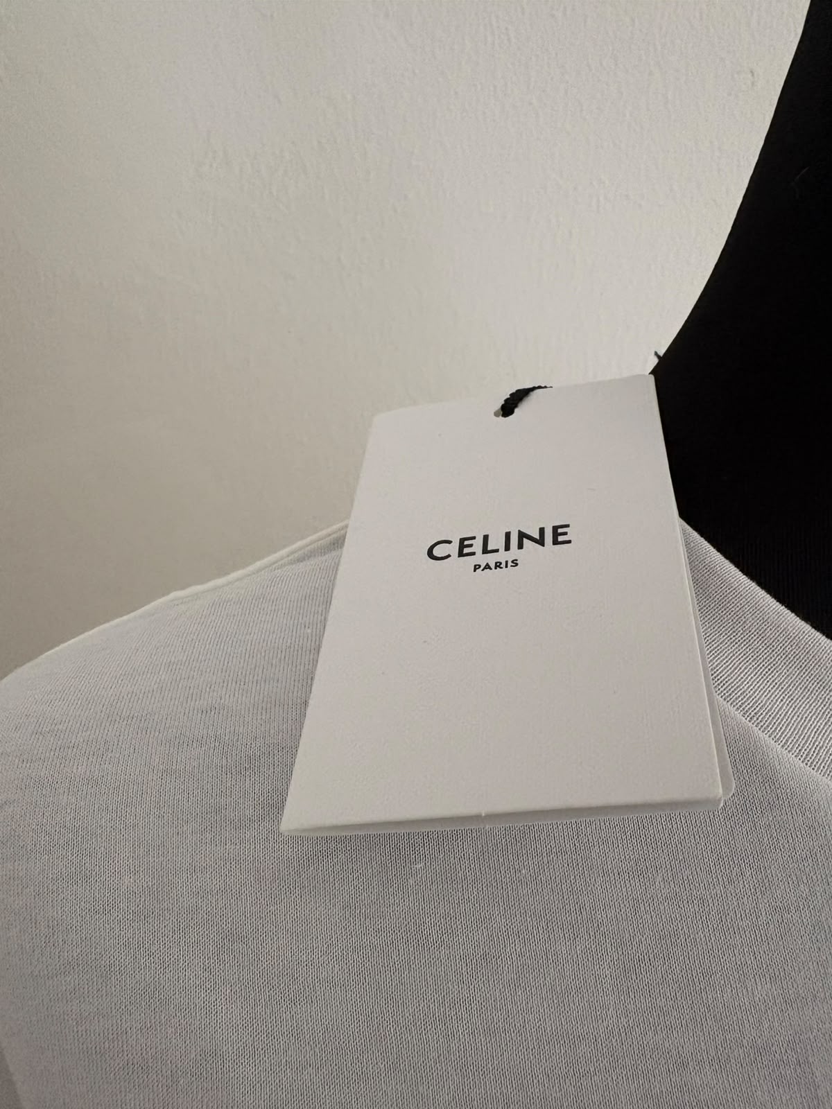Celine T-shirt Bianca con Logo nero