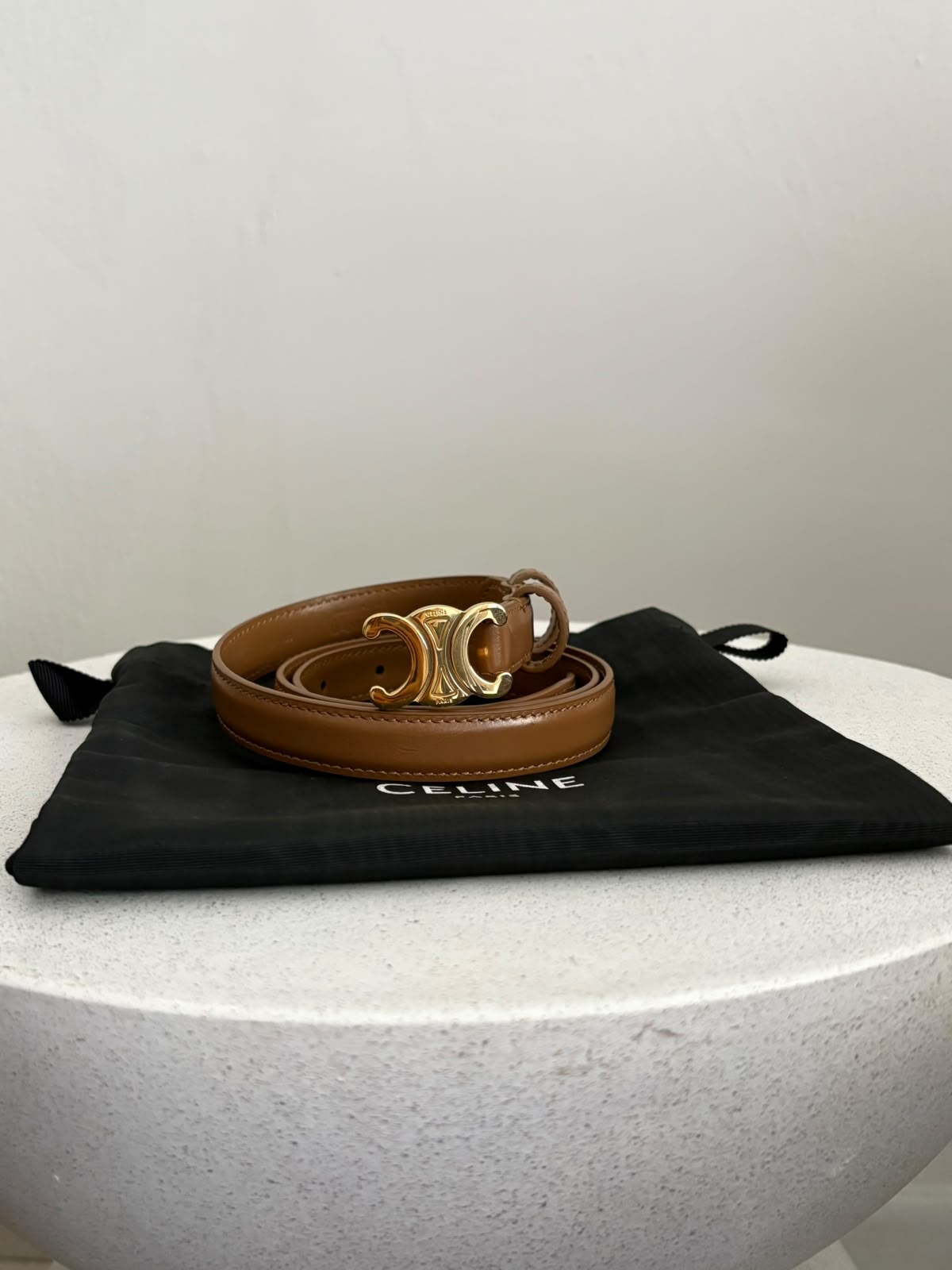 Celine cintura 25 mm in pelle Marrone