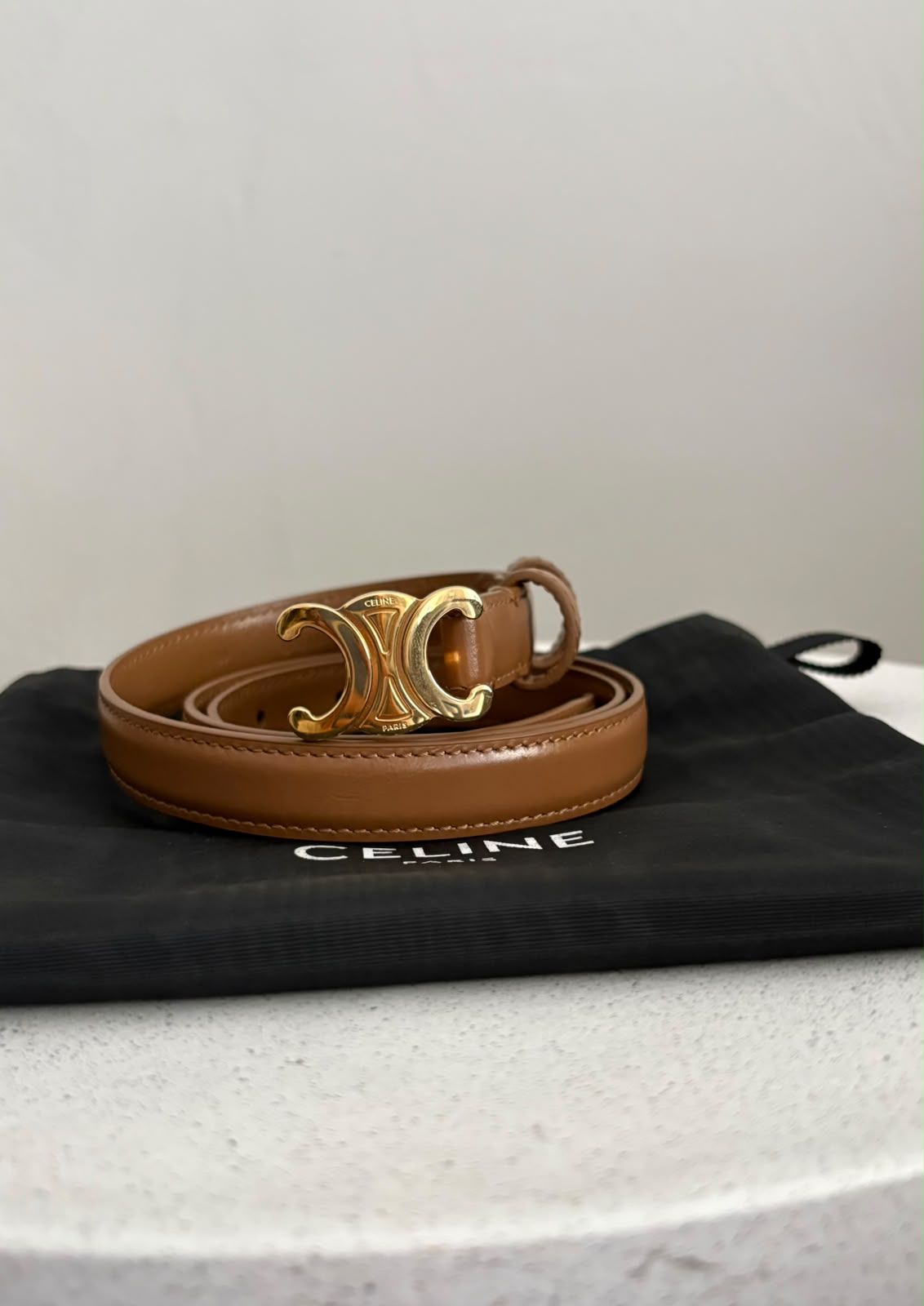 Celine cintura 25 mm in pelle Marrone