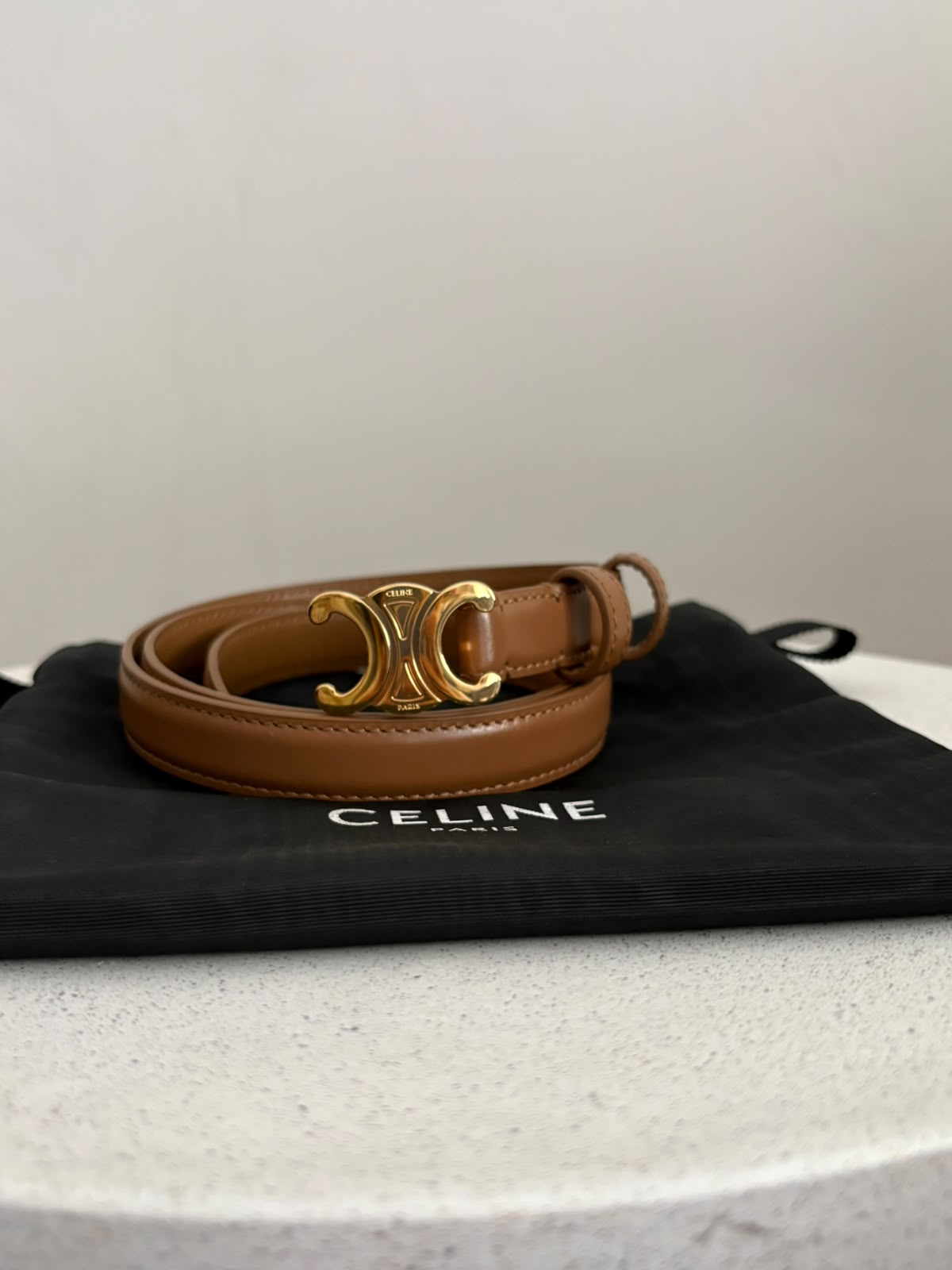 Celine cintura 25 mm in pelle Marrone
