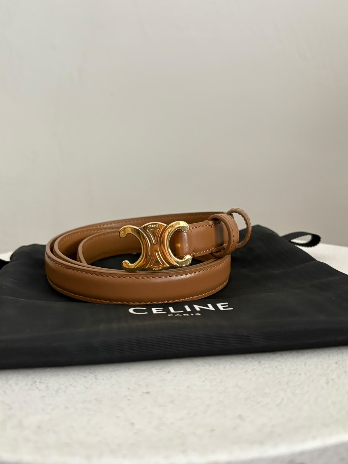 Celine cintura 25 mm in pelle Marrone