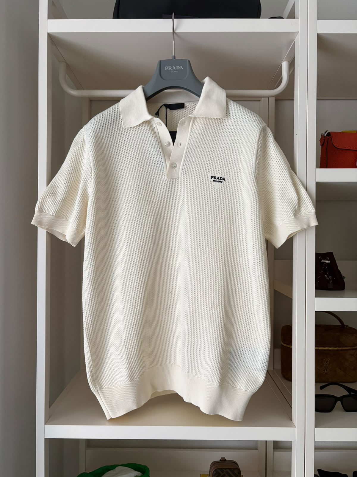 Prada polo in maglia - color avorio