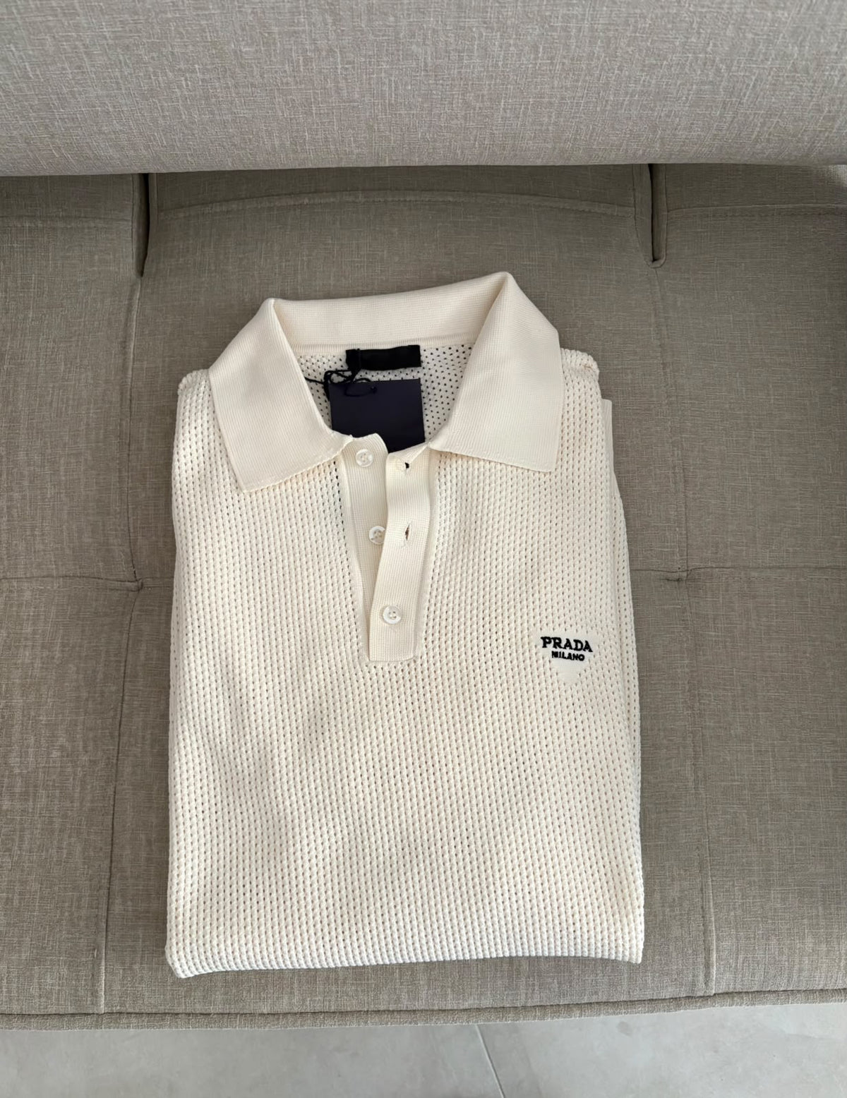 Prada polo in maglia - color avorio