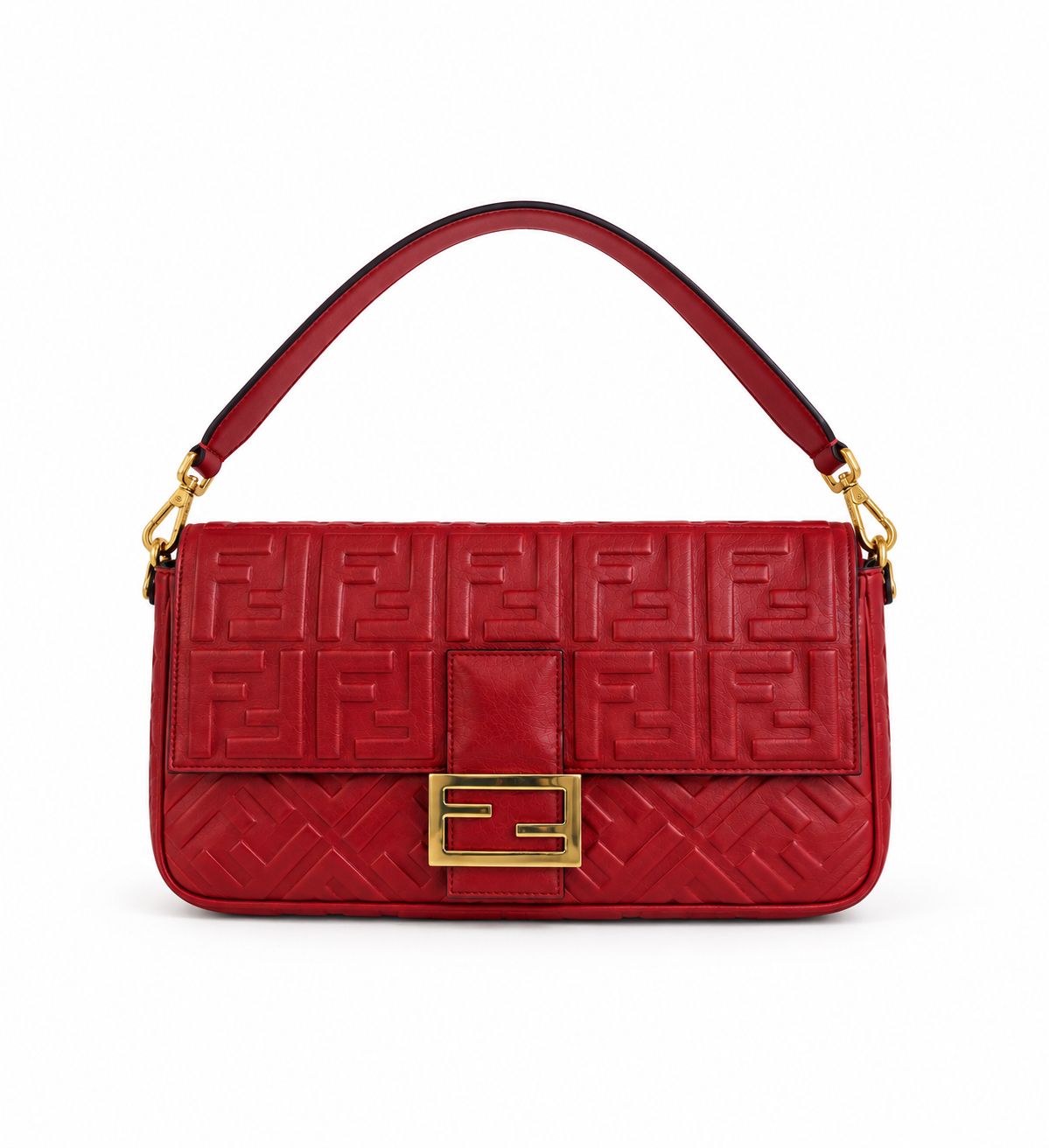 Fendi Baguette in pelle Rosso scuro