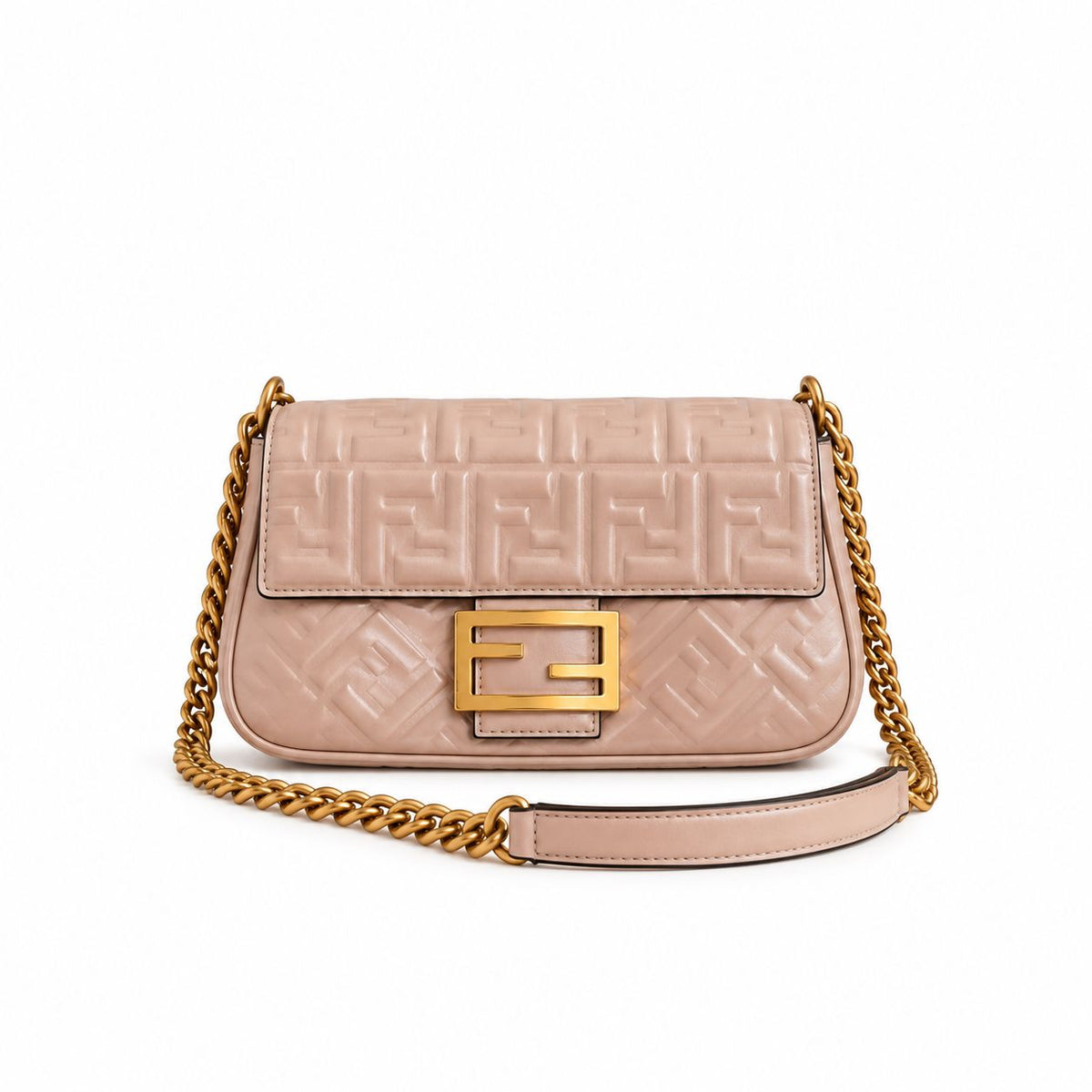 Fendi Baguette Chain in pelle rosa