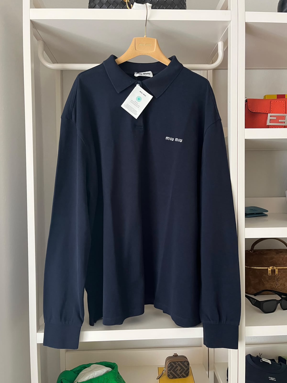 Miu Miu polo a maniche lunghe in Blu Navy