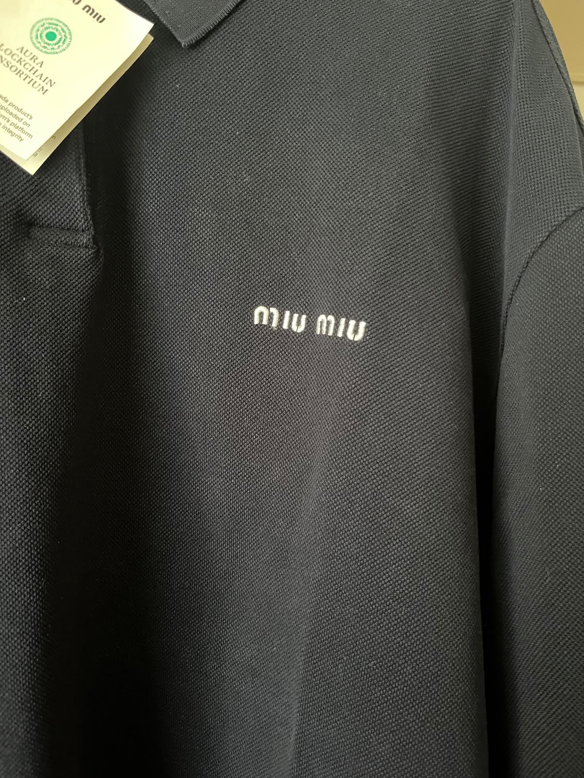 Miu Miu polo a maniche lunghe in Blu Navy