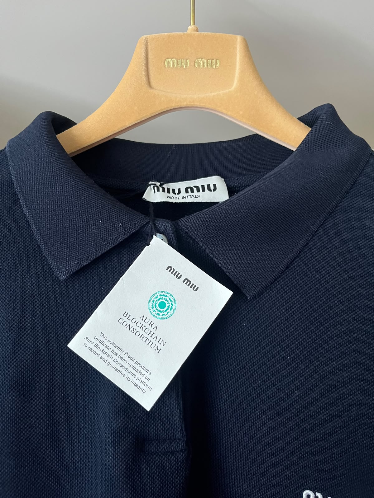 Miu Miu polo a maniche lunghe in Blu Navy
