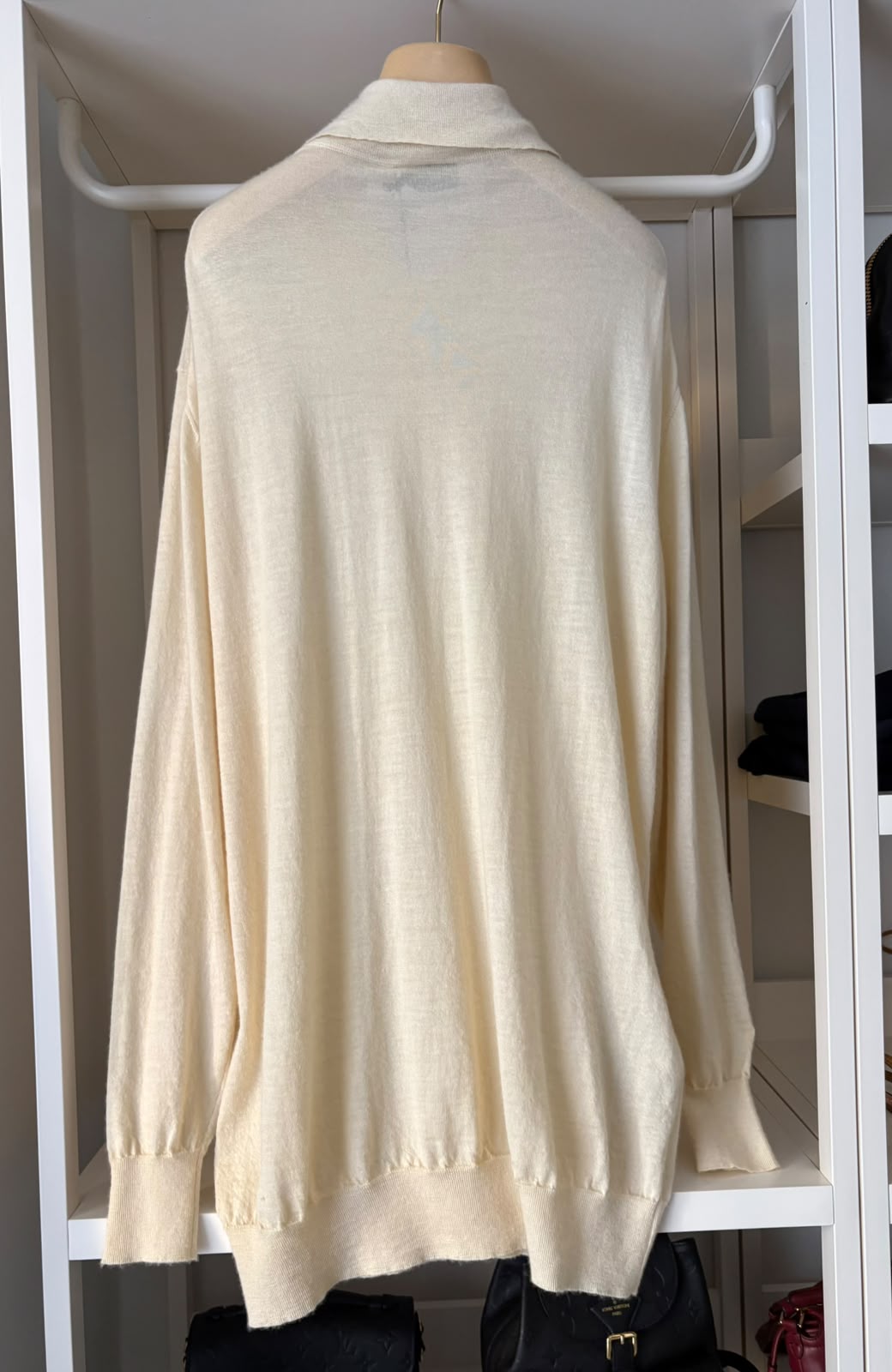 Miu Miu polo in maglia color avorio