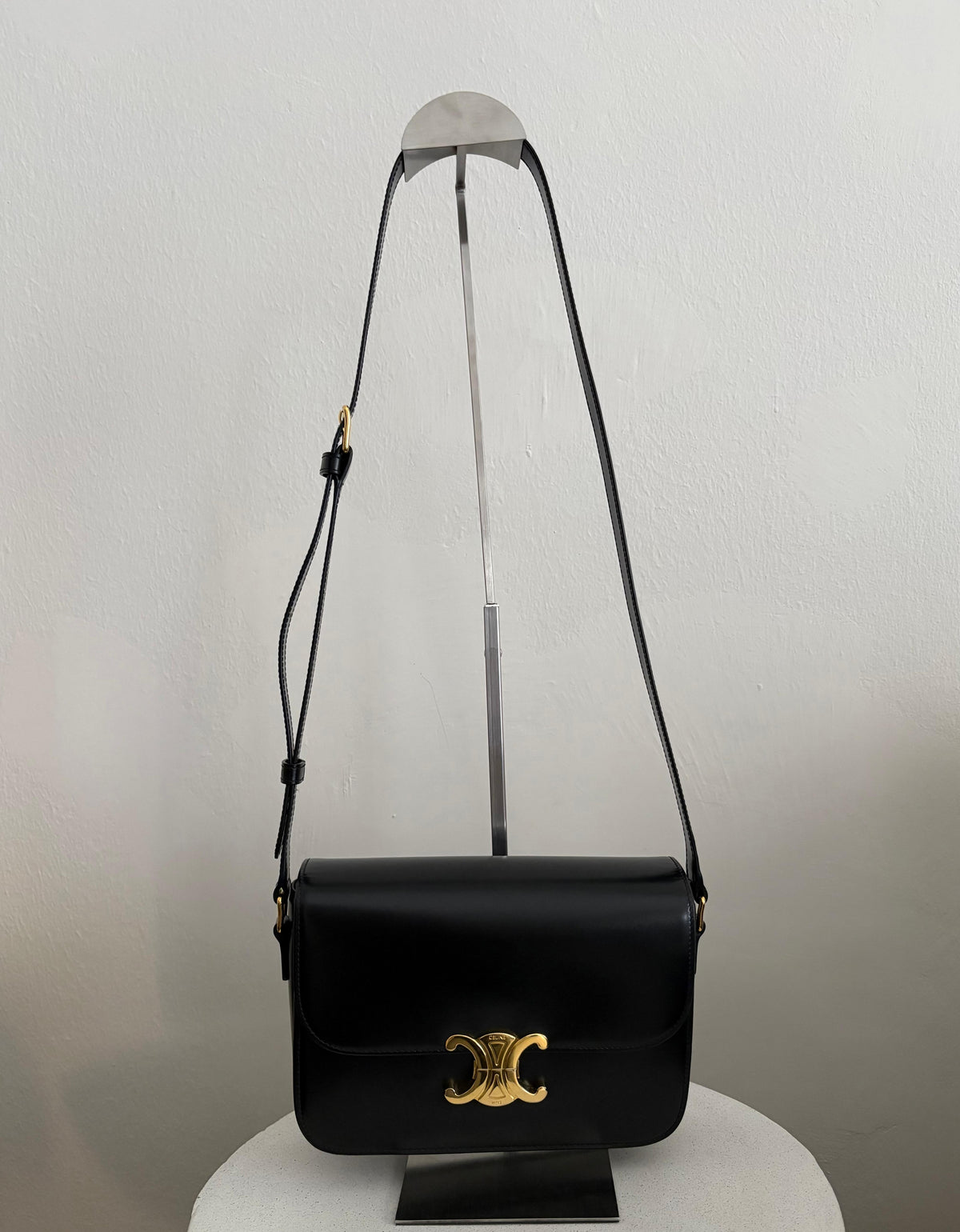 Celine Triomphe Classique Black in shiny calfskin