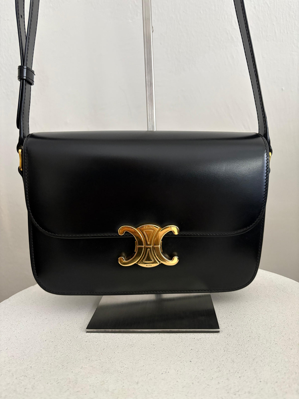 Celine Triomphe Classique Black in shiny calfskin