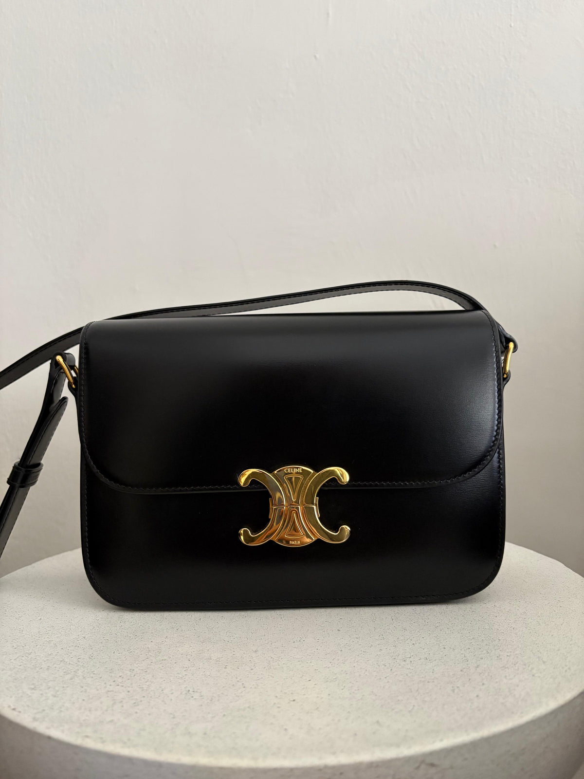 Celine Triomphe Classique Black in shiny calfskin