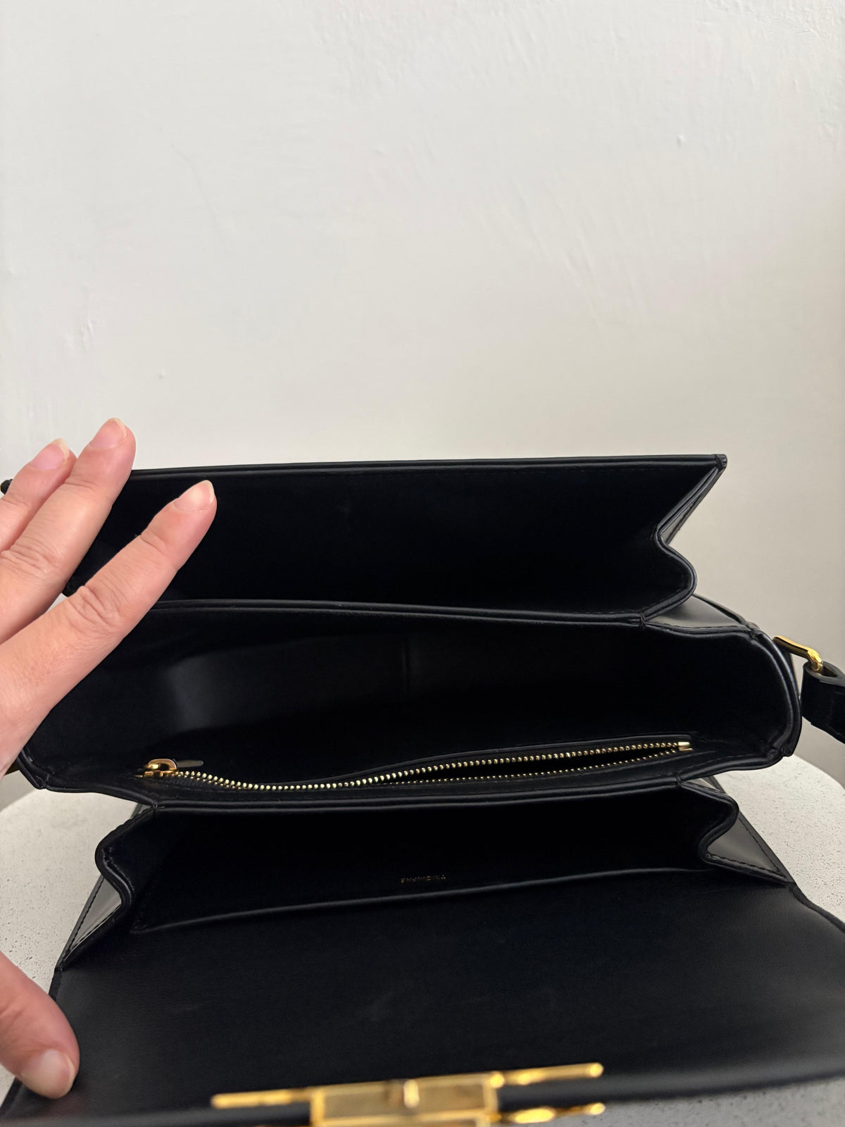 Celine Triomphe Classique Black in shiny calfskin