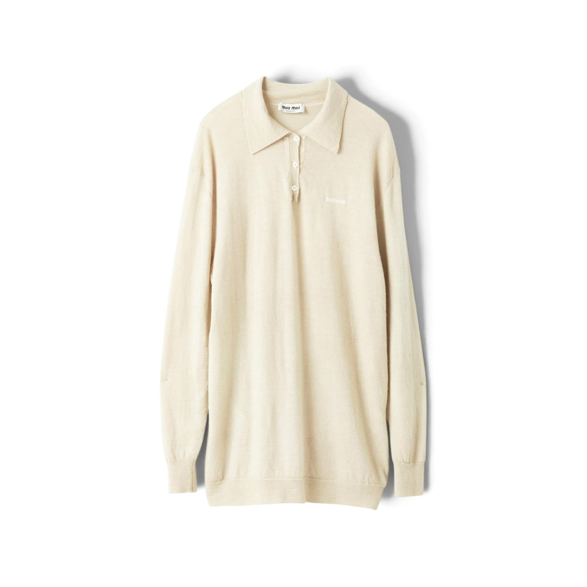 Miu Miu polo in maglia color avorio
