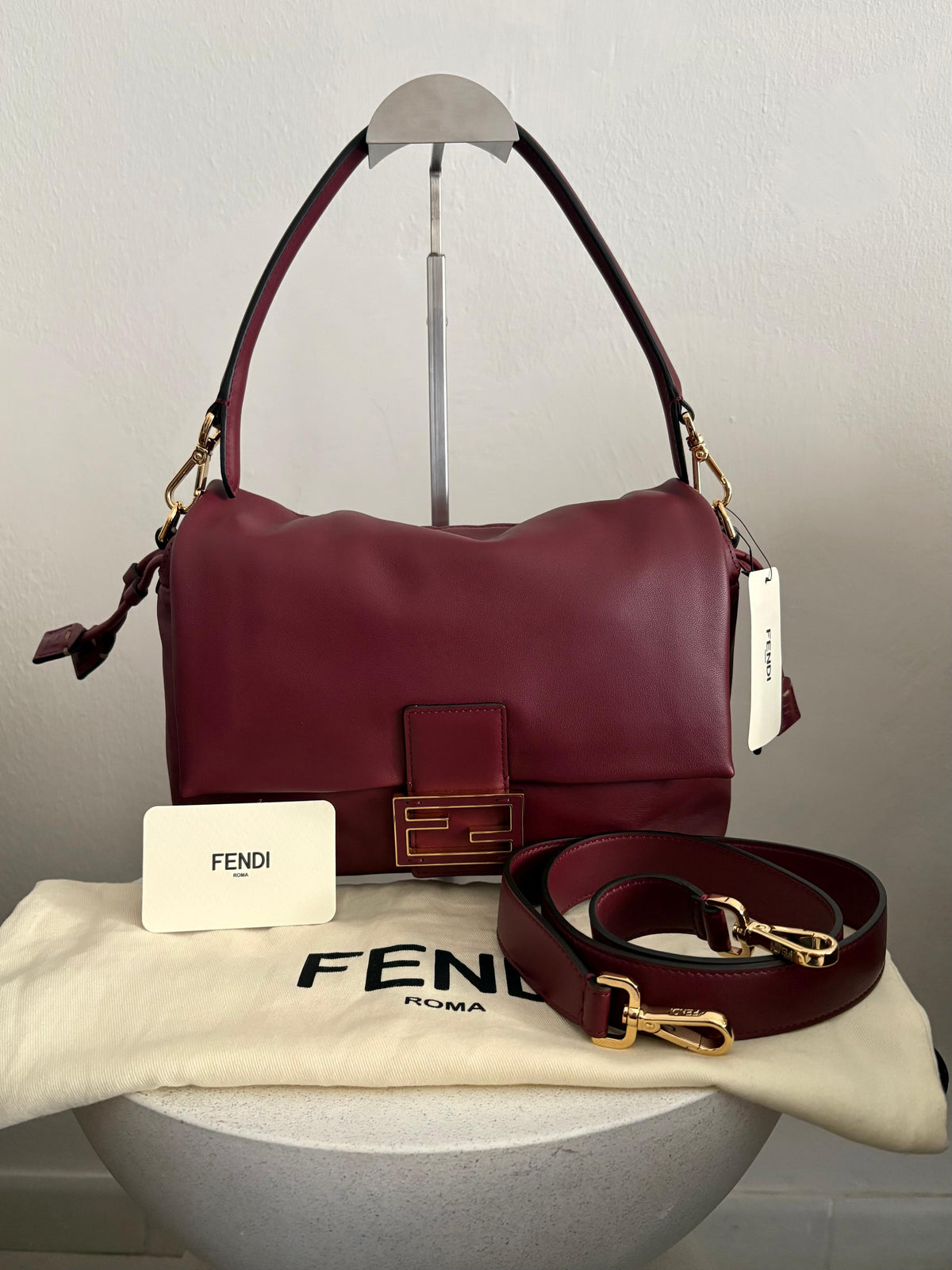 Fendi Mama Baguette Medium Bordeaux