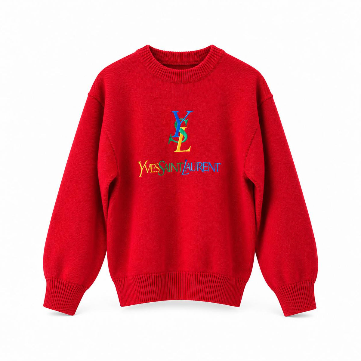 YVES SAINT LAURENT MAGLIONE ROSSO LOGO MULTICOLOR