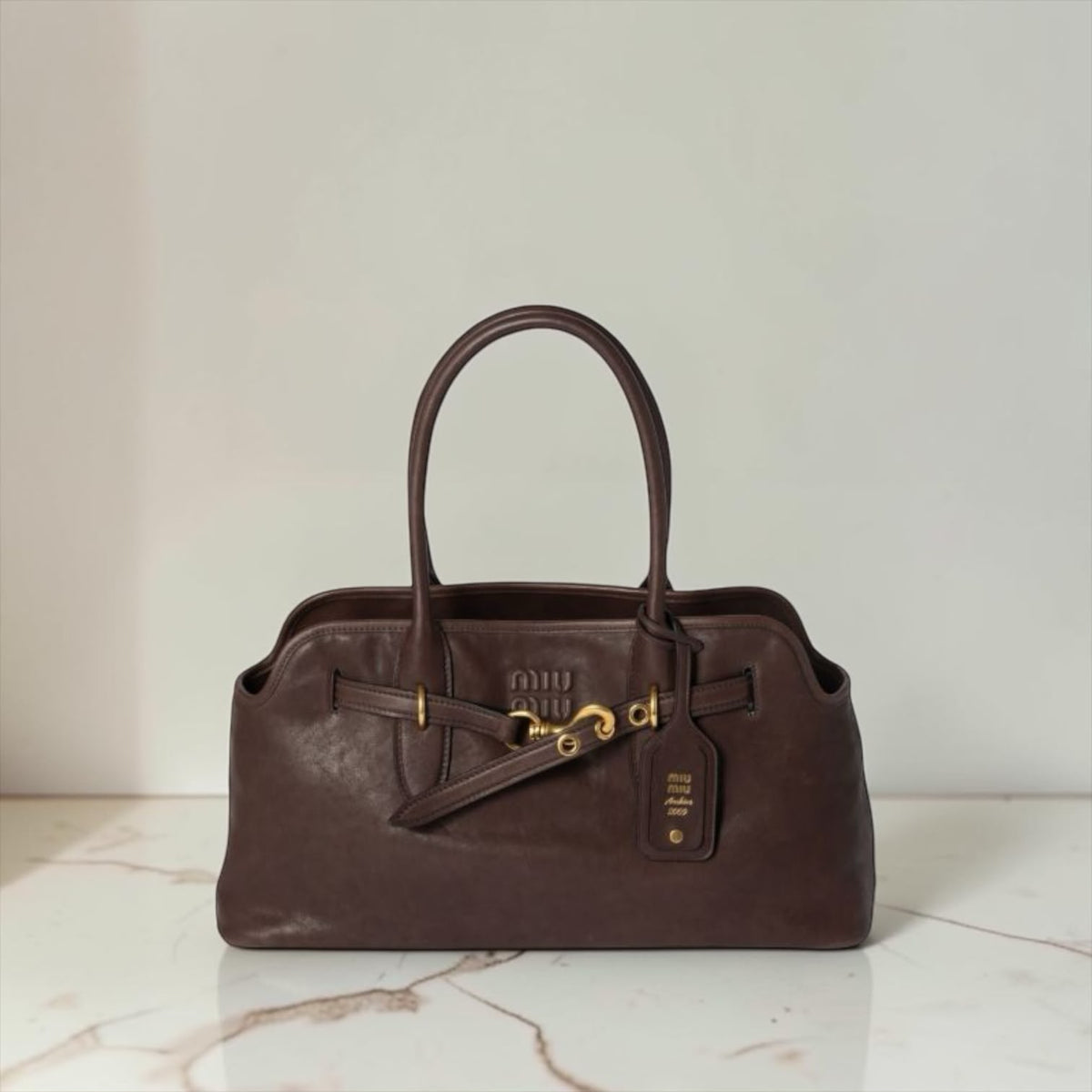 Miu Miu Aventure in pelle marrone scuro