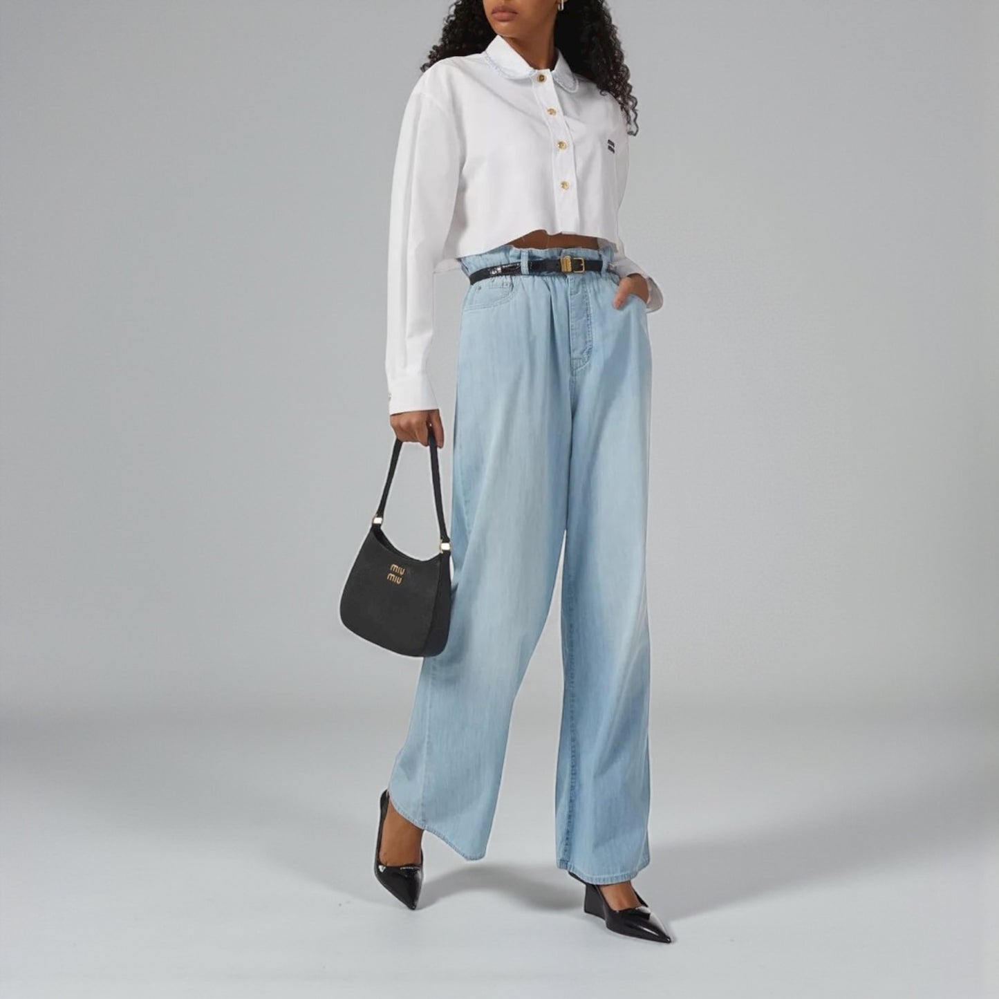 Miu Miu Jeans a gamba larga