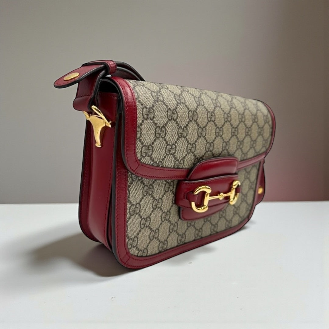 Gucci Horsebit 1955 Shoulder Bag – GG Supreme & Pelle Bordeaux