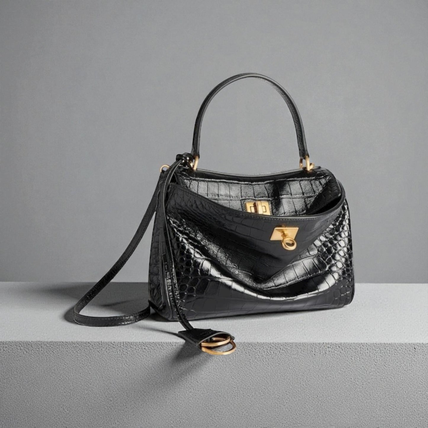 Balenciaga Borsa Rodeo Small Nera Coccodrillo