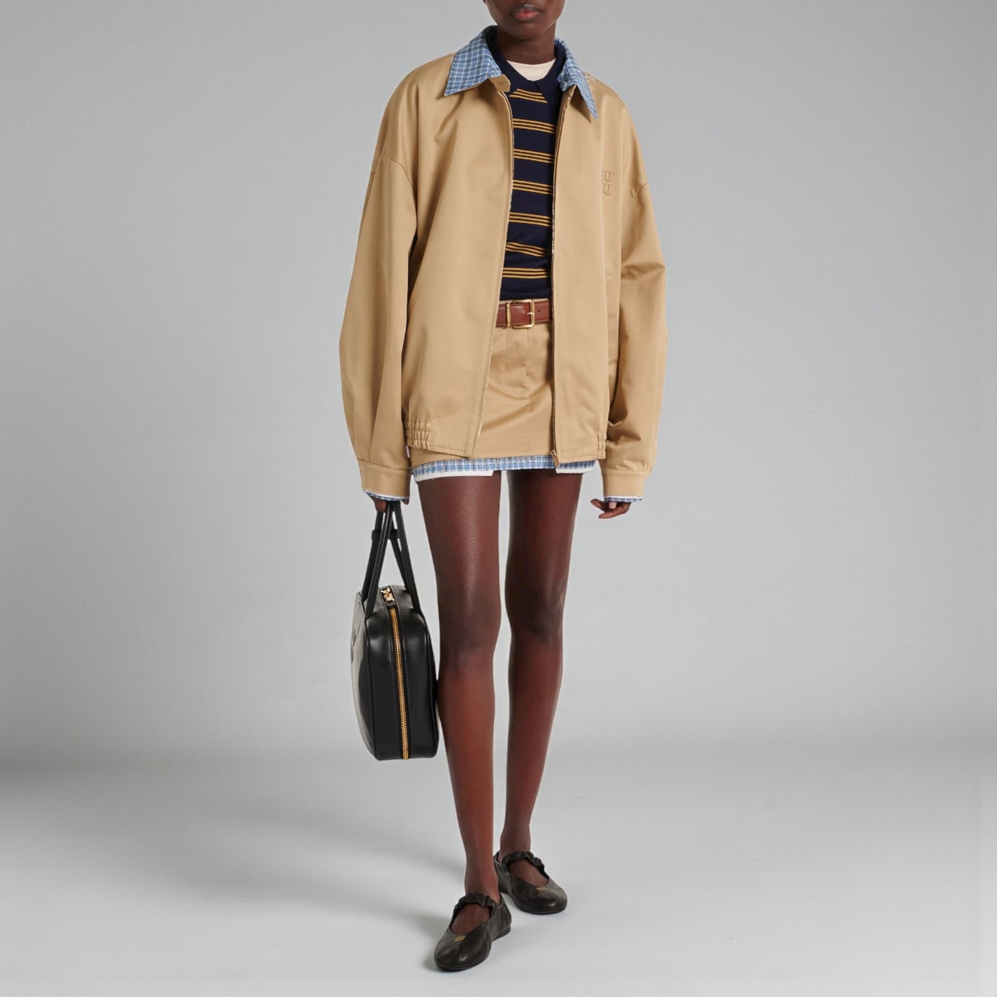 Miu Miu Giacca in cotone con colletto a quadri