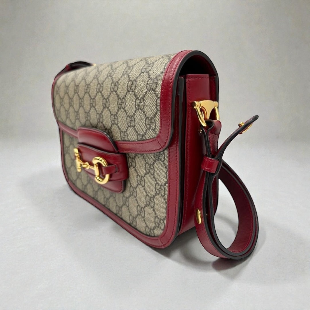 Gucci Horsebit 1955 Shoulder Bag – GG Supreme & Pelle Bordeaux