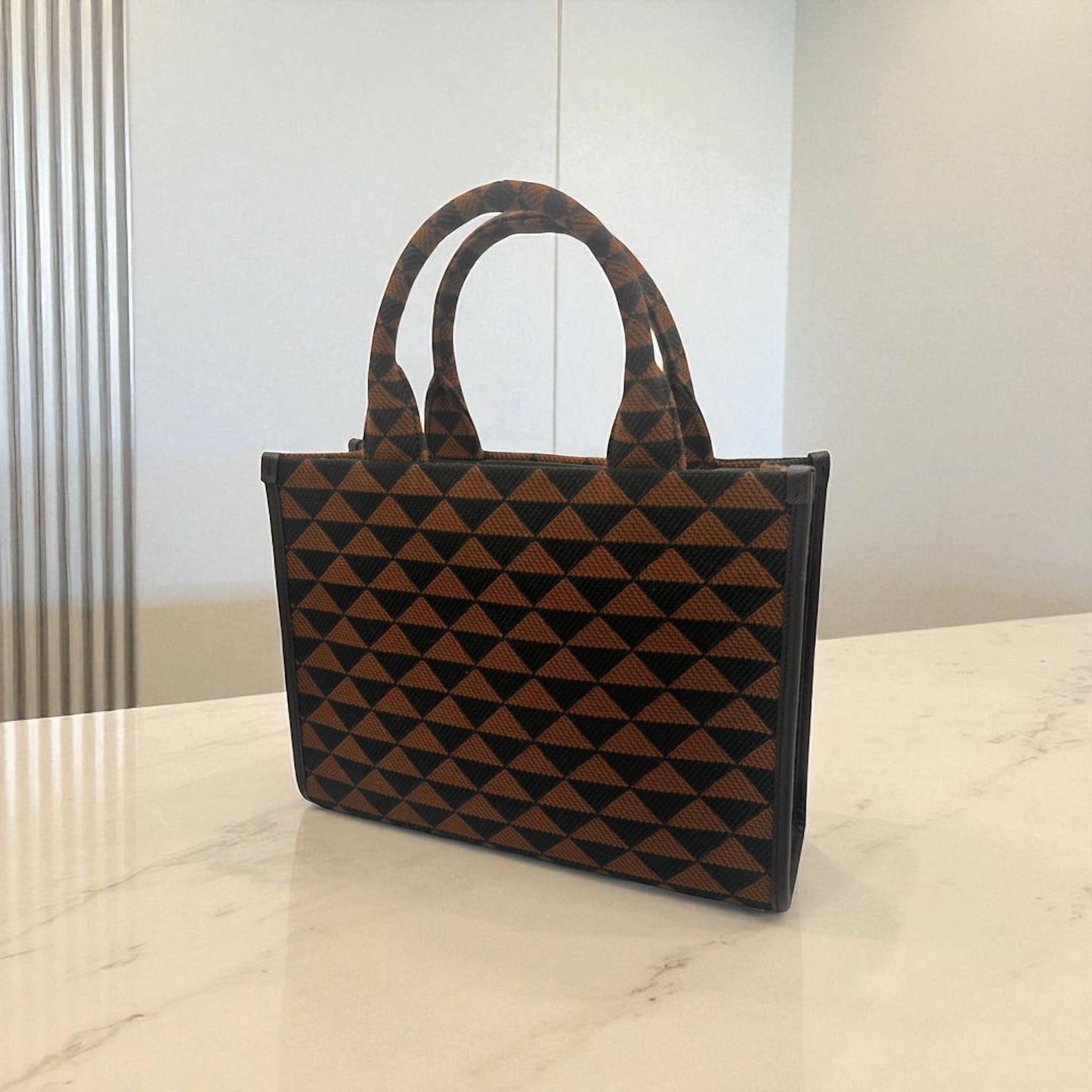 Prada Borsa Tote Symbole Marrone Tobacco e Nero