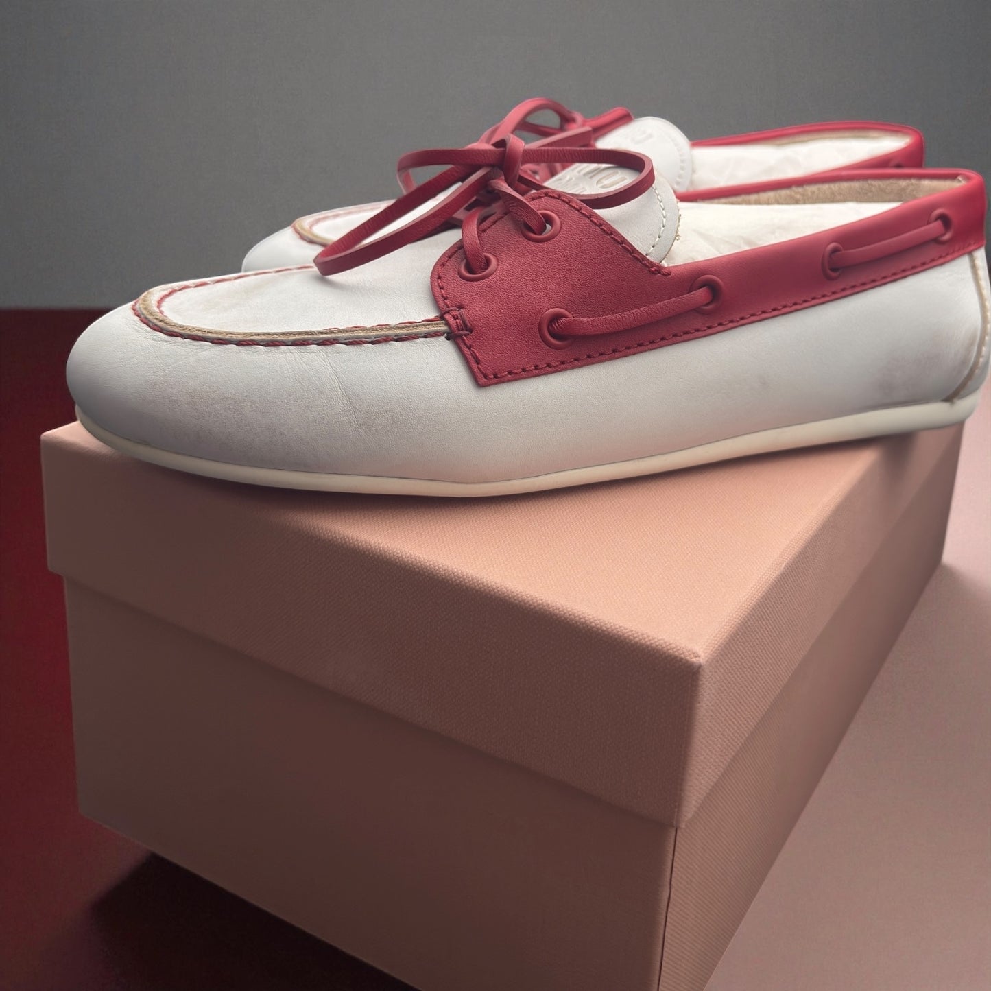 Miu Miu Scarpe da Barca Bianche e Rosse