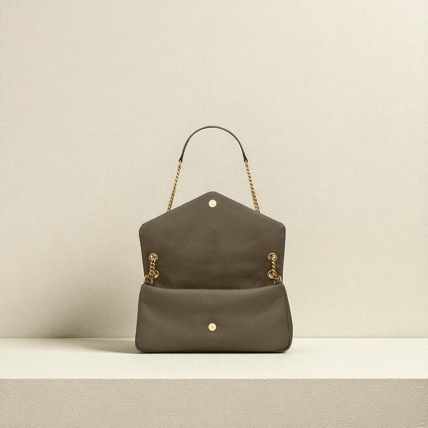 Saint Laurent Calypso Large in Pelle Martellata Color Muschio