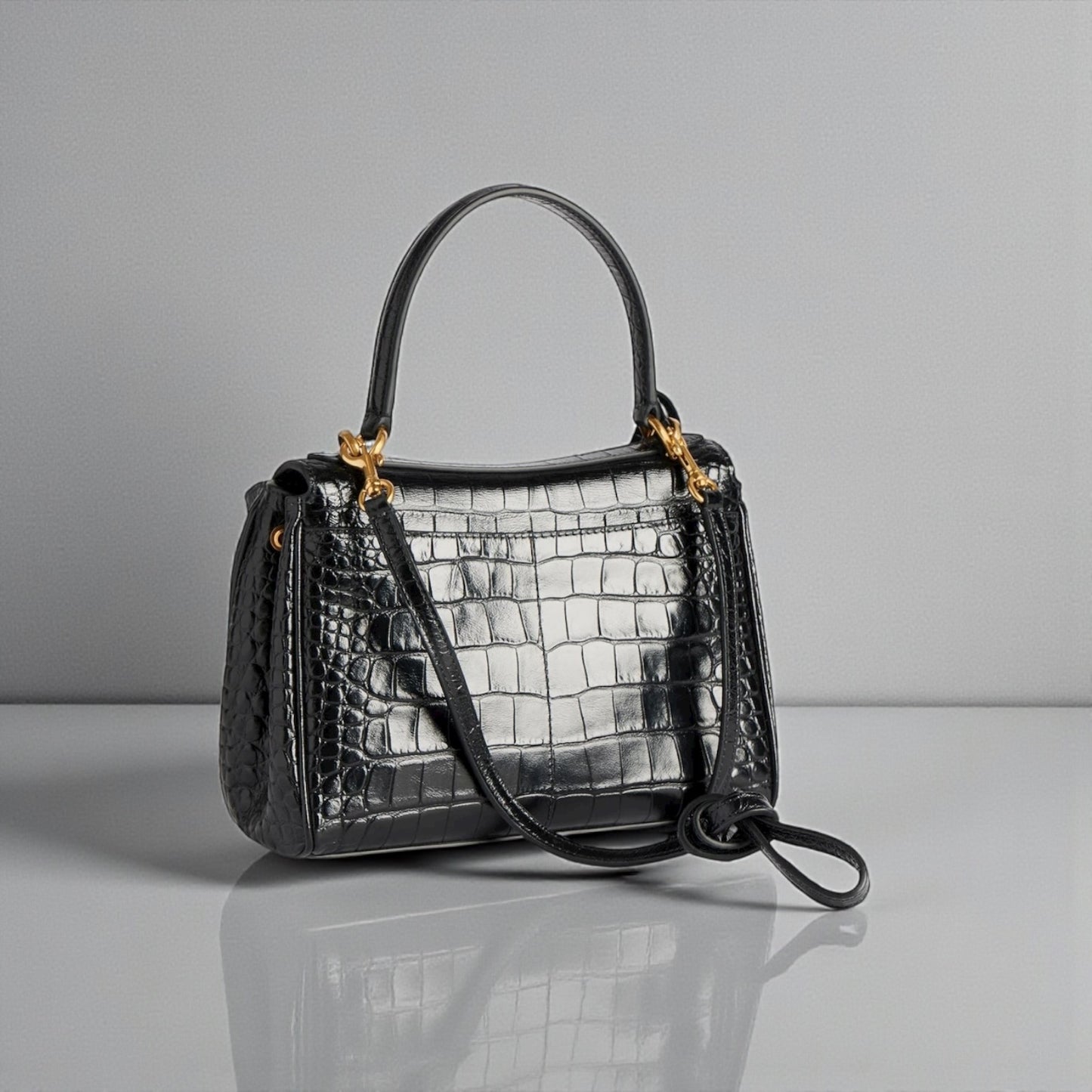 Balenciaga Borsa Rodeo Small Nera Coccodrillo