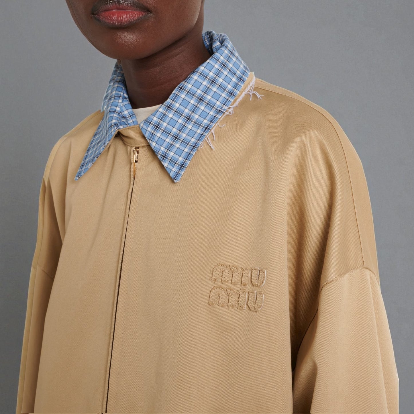 Miu Miu Giacca in cotone con colletto a quadri