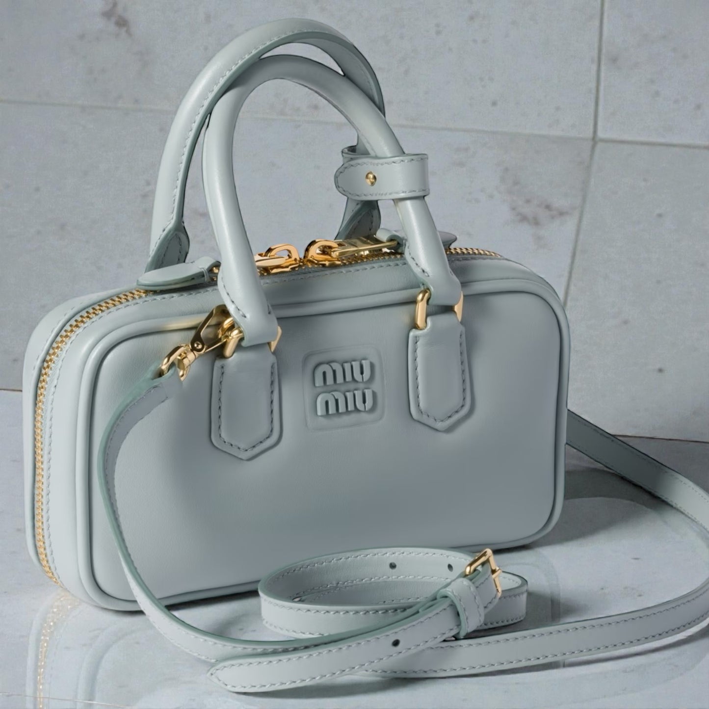 Miu Miu Arcadie Regular Bag in "Talco" Leather