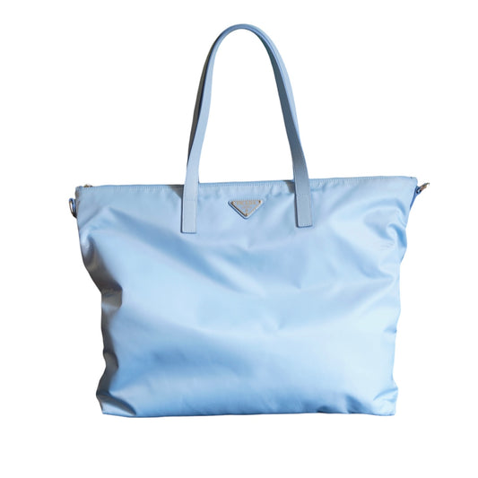 Prada Light Blue Nylon Shopper Bag