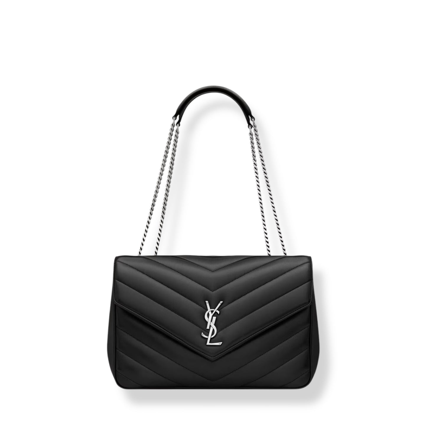 Saint Laurent Loulou large black with silver hardware