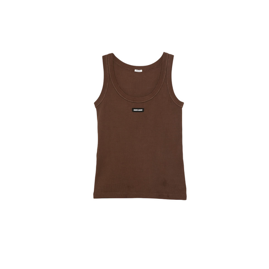 Miu Miu Brown Ribbed Cotton Top
